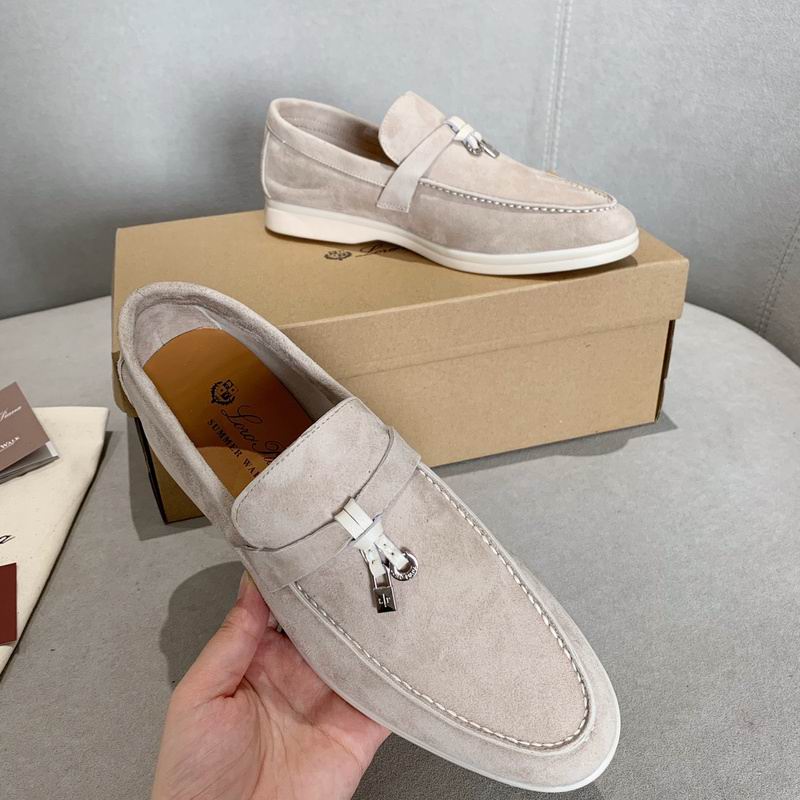 Light Beige Suede Penny Loafers