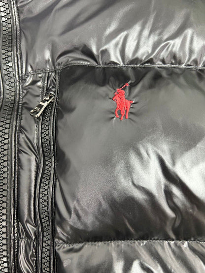 Black Glossy Hooded Puffer Jacket