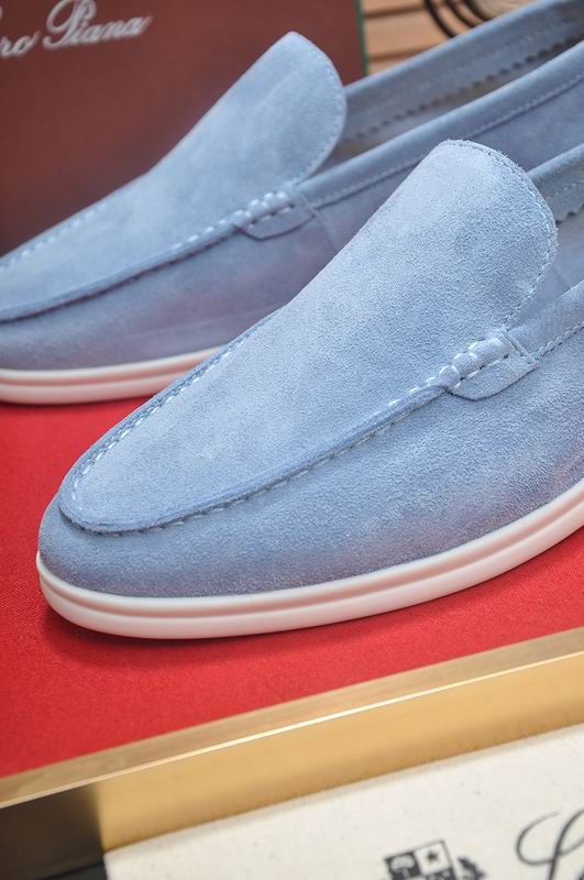 Blue Suede Slip-On Loafers