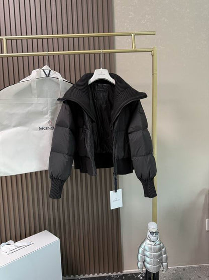 Black Knitted Shawl Puffer