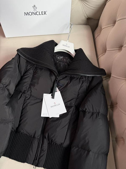 Black Knitted Shawl Puffer