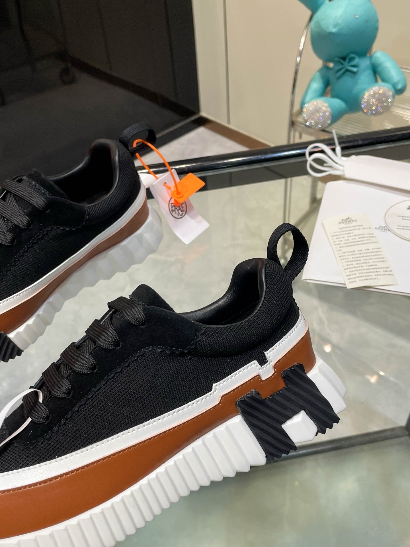 H Striped Leather Sneakers