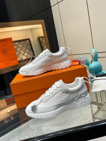 H Striped Leather Sneakers