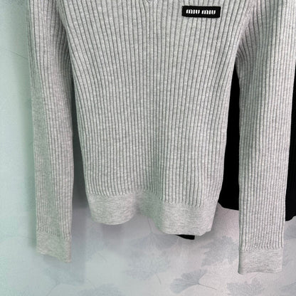 Ribbed High-Neck Wool Sweater