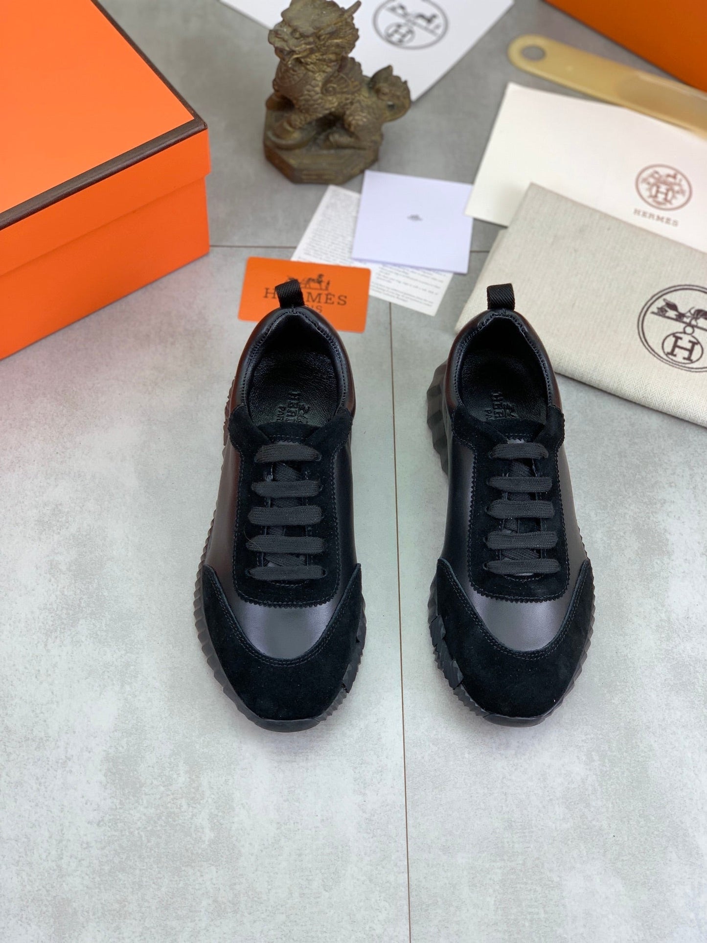 H Striped Leather Sneakers